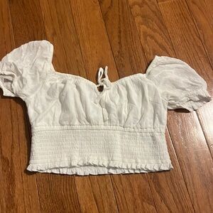 White ruffle cute crop top